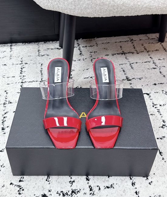 Alaia PVC Heart Decor Stiletto Heel Open Toe Mules