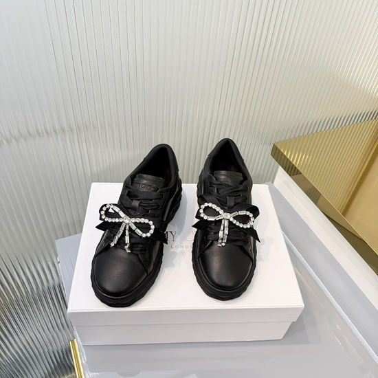Jimmy Choo Luxury Leather Sneakers With Rhinestone And Pearl Details