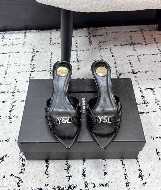 Yves Saint Laurent YSL Square Toe Lace Up High Heel Sandals Premium Leather Shoes