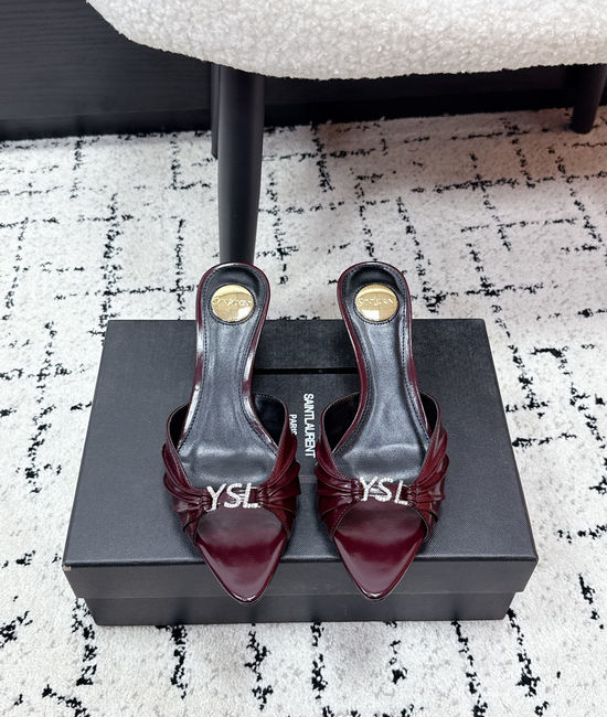 Yves Saint Laurent YSL Square Toe Lace Up High Heel Sandals Premium Leather Shoes