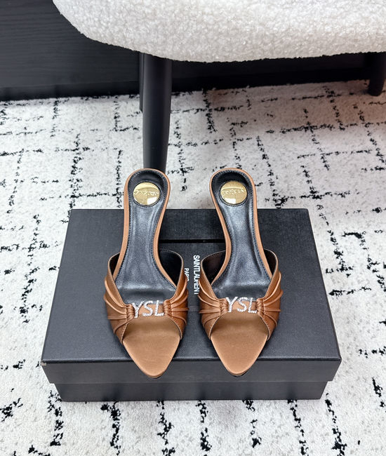Yves Saint Laurent YSL Square Toe Lace Up High Heel Sandals Premium Leather Shoes