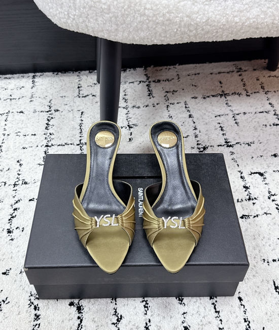 Yves Saint Laurent YSL Square Toe Lace Up High Heel Sandals Premium Leather Shoes