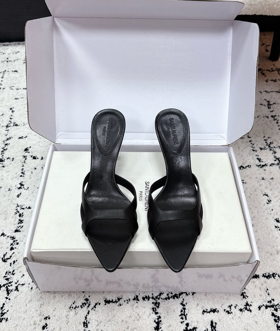 Yves Saint Laurent YSL Pointed Toe Thin Strap High Heel Mules