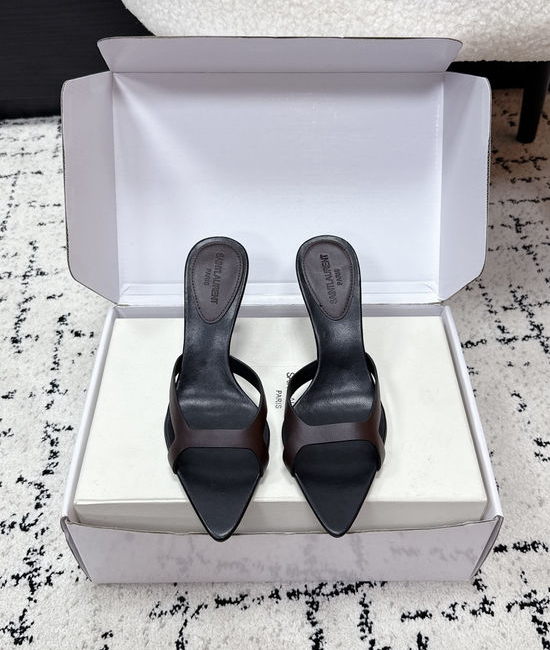 Yves Saint Laurent YSL Pointed Toe Thin Strap High Heel Mules