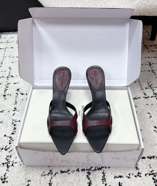 Yves Saint Laurent YSL Pointed Toe Thin Strap High Heel Mules