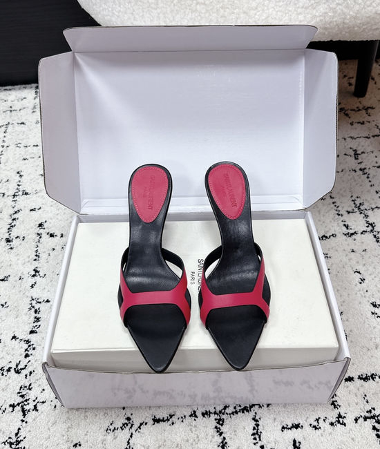 Yves Saint Laurent YSL Pointed Toe Thin Strap High Heel Mules