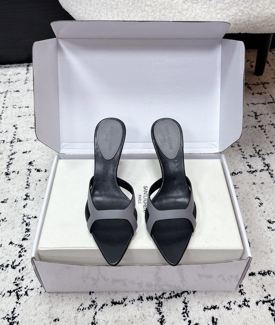 Yves Saint Laurent YSL Pointed Toe Thin Strap High Heel Mules