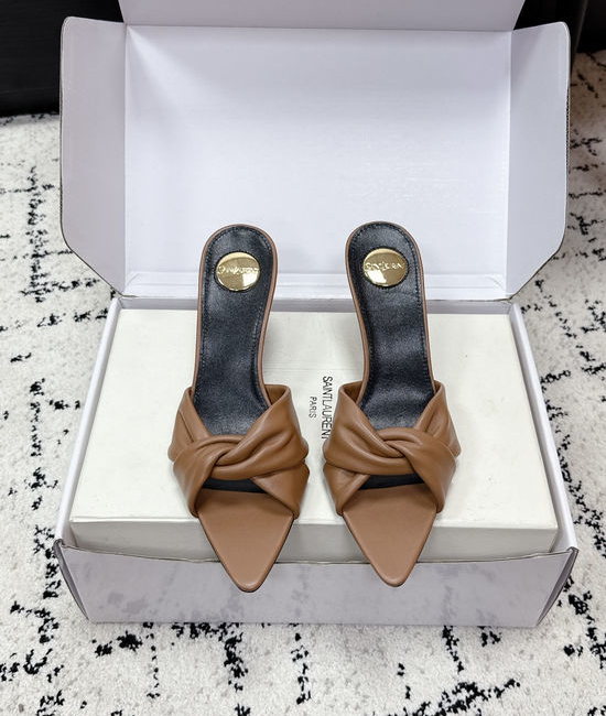 Yves Saint Laurent YSL Pointed Toe Knotted Stiletto Mule Shoes