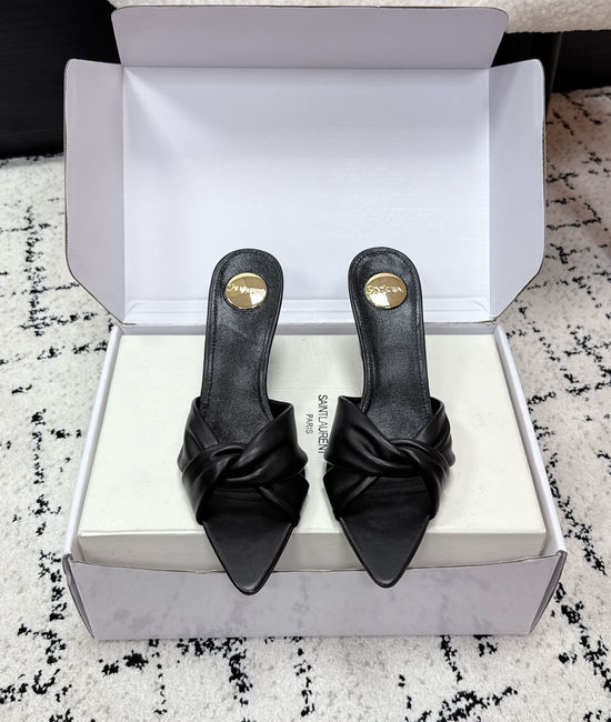 Yves Saint Laurent YSL Pointed Toe Knotted Stiletto Mule Shoes