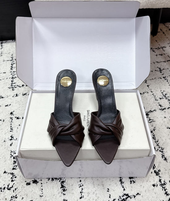 Yves Saint Laurent YSL Pointed Toe Knotted Stiletto Mule Shoes