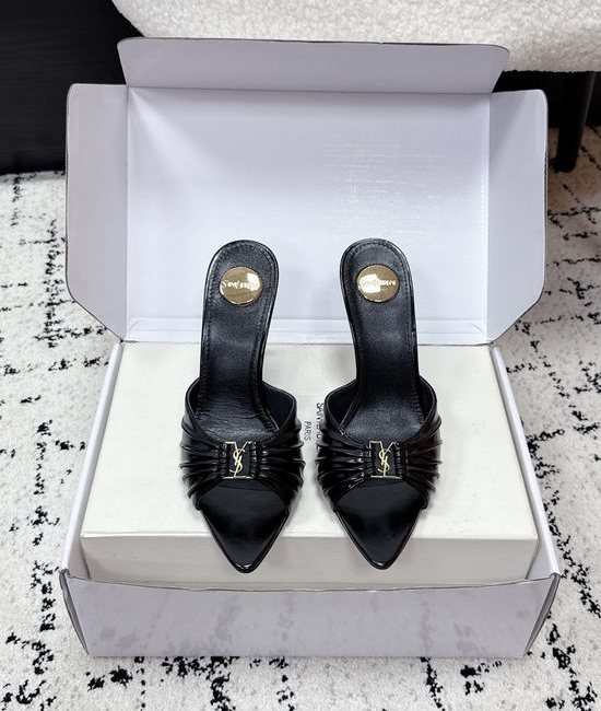 Yves Saint Laurent YSL Pointed Toe Stiletto Heel Mules Premium Leather Upper