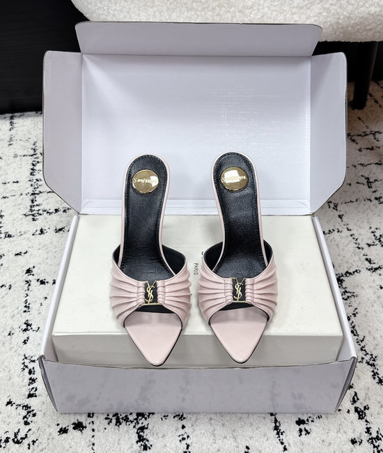 Yves Saint Laurent YSL Pointed Toe Stiletto Heel Mules Premium Leather Upper