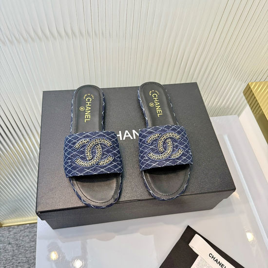 Chanel Classic Logo Decor Sheepskin Flat Slide Slippers
