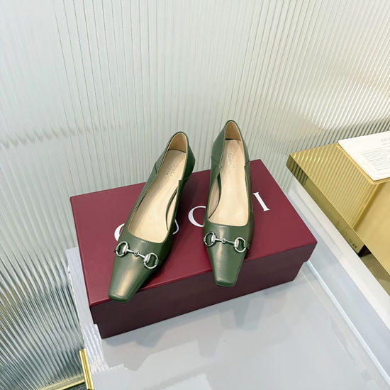 Gucci Refined Crystal Accent Leather High Heel Loafer