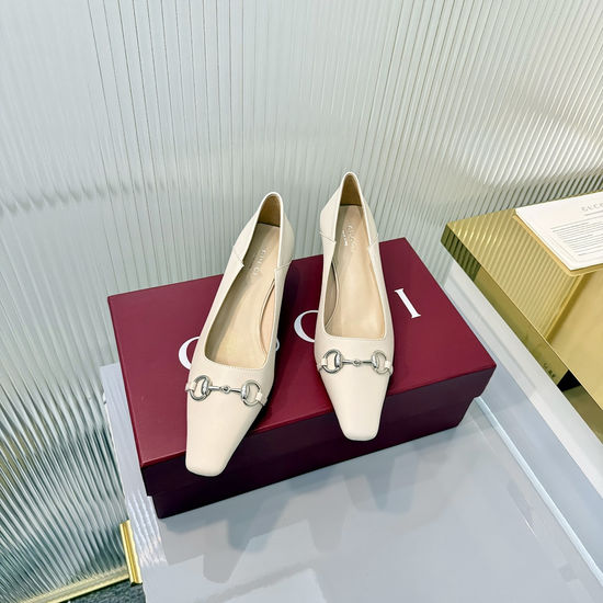 Gucci Refined Crystal Accent Leather High Heel Loafer