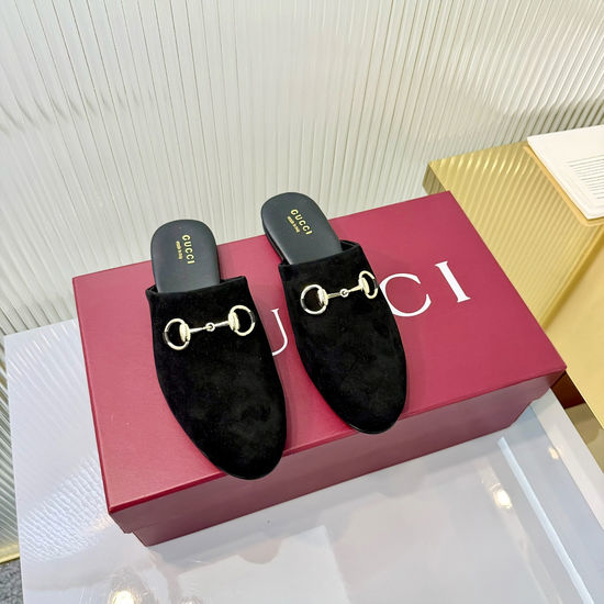 Gucci Elegant Embellished Leather Flat Mule Loafer