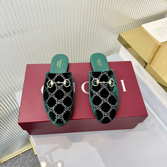 Gucci Elegant Embellished Leather Flat Mule Loafer