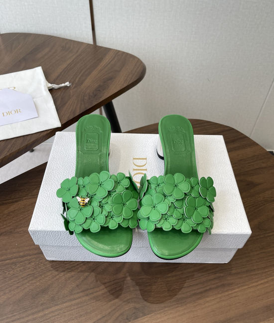 Christian Dior CD Floral Decor Flat Sandals Genuine Leather Lining Durable Outsole