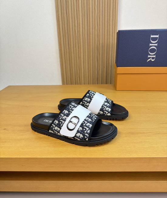 Christian Dior CD Premium Casual Slides with Metal Decor Non-Slip Sole