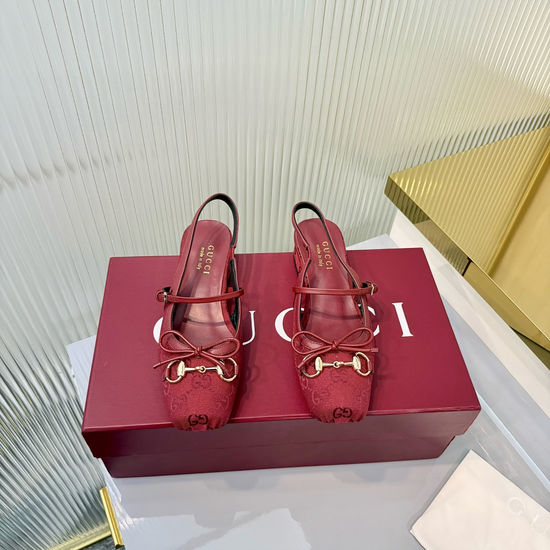 Gucci Bow Decor Buckle Leather Soft Lining Low Heel Dress Sandals