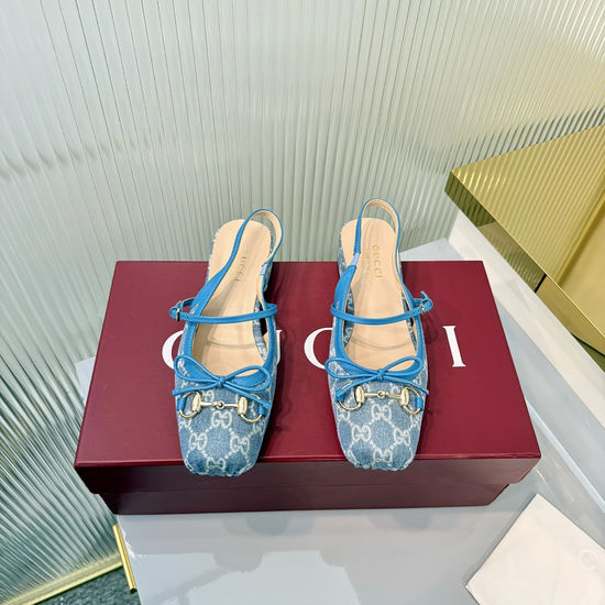 Gucci Bow Decor Buckle Leather Soft Lining Low Heel Dress Sandals