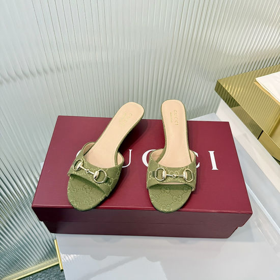 Gucci Classic Buckle Decor Canvas Comfortable Low Heel Sandals