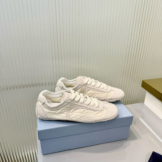 Prada Printed Canvas Thick Sole Casual Sneakers With Emblem