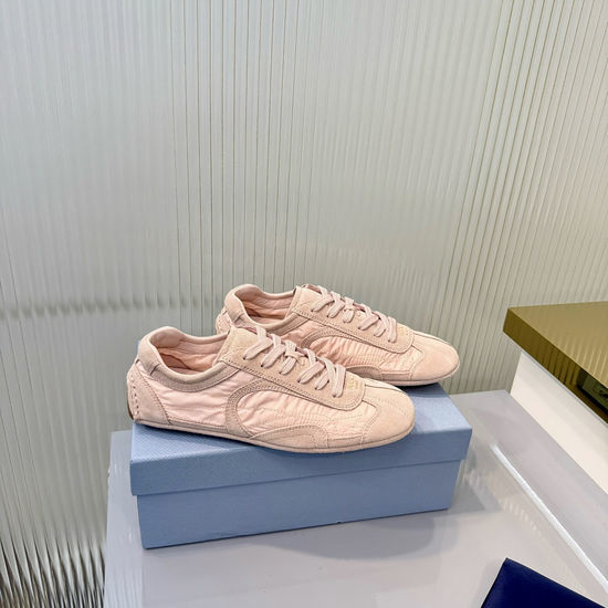 Prada Printed Canvas Thick Sole Casual Sneakers With Emblem