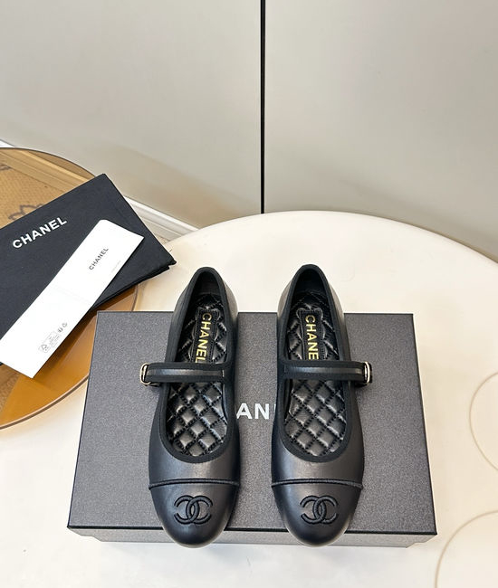Chanel Retro Mary Jane Flats with Embroidery and Adjustable Strap