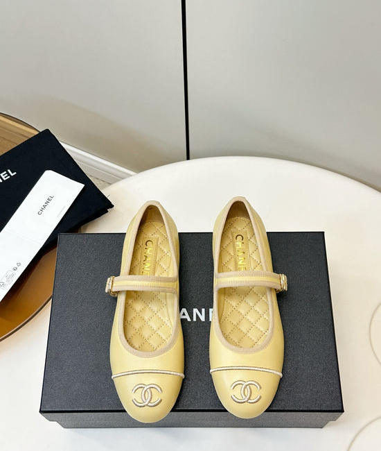 Chanel Retro Mary Jane Flats with Embroidery and Adjustable Strap