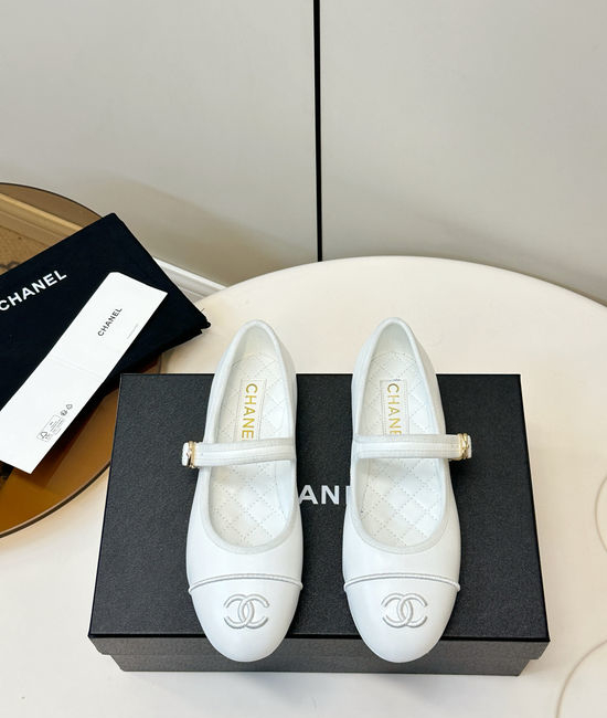 Chanel Retro Mary Jane Flats with Embroidery and Adjustable Strap
