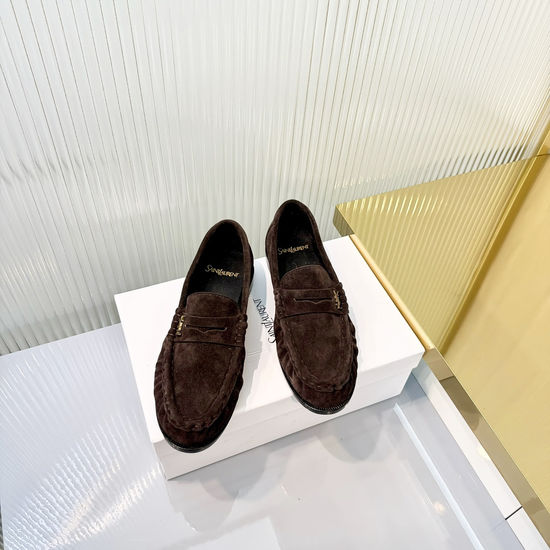 Yves Saint Laurent Wrinkled Loafers with Metal Accent