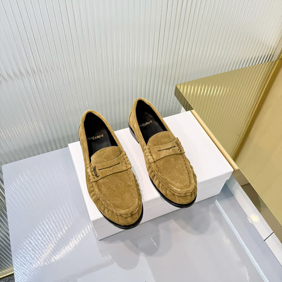 Yves Saint Laurent Wrinkled Loafers with Metal Accent