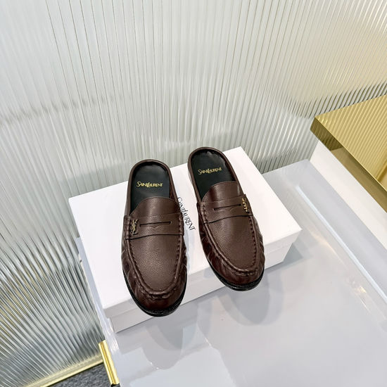 Yves Saint Laurent Wrinkled Loafers with Metal Accent