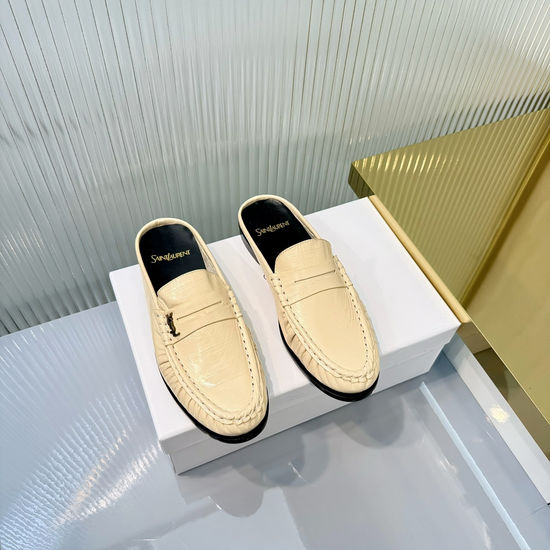 Yves Saint Laurent Wrinkled Loafers with Metal Accent