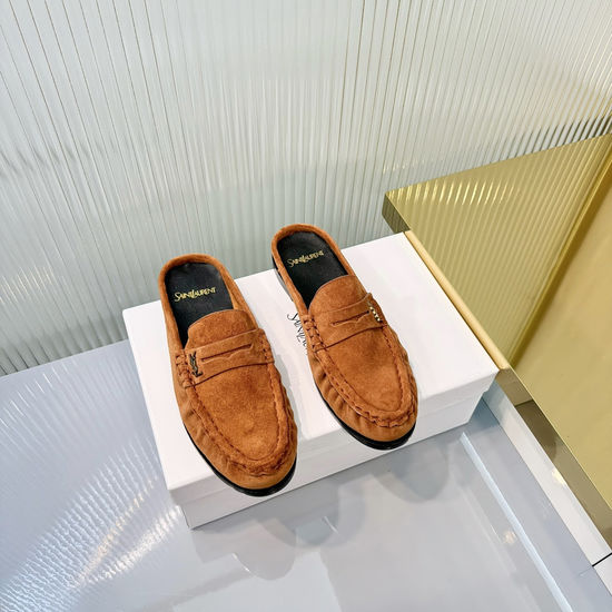 Yves Saint Laurent Wrinkled Loafers with Metal Accent