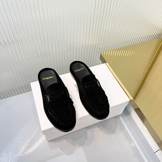 Yves Saint Laurent Wrinkled Loafers with Metal Accent