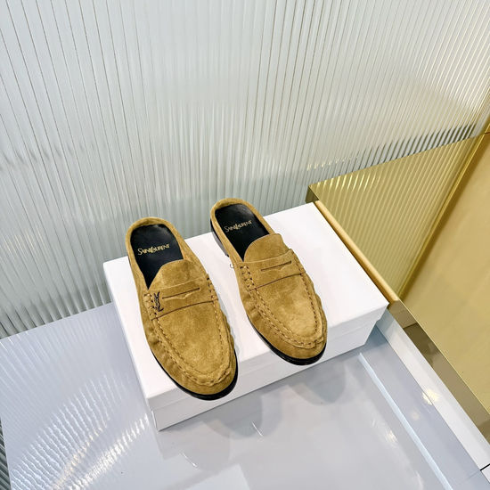Yves Saint Laurent Wrinkled Loafers with Metal Accent