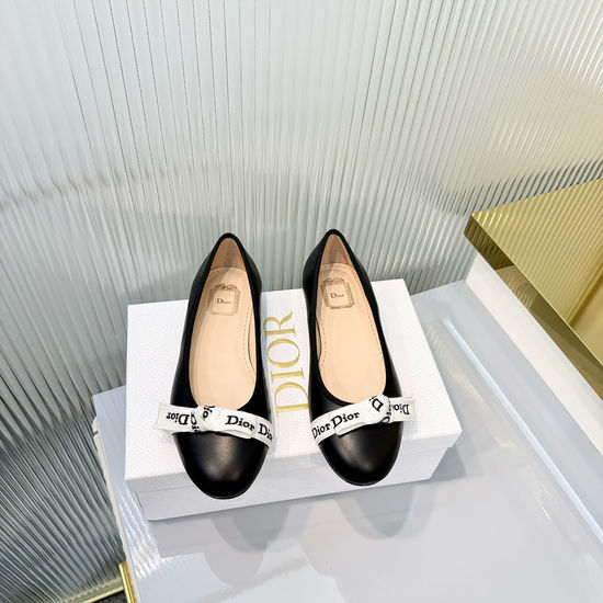 Christian Dior Premium Ribbon Embellished Loafers with Embroidery