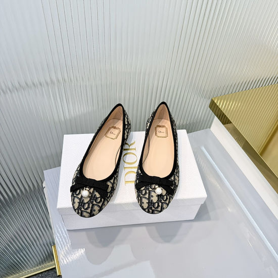 Christian Dior Premium Ribbon Embellished Loafers with Embroidery