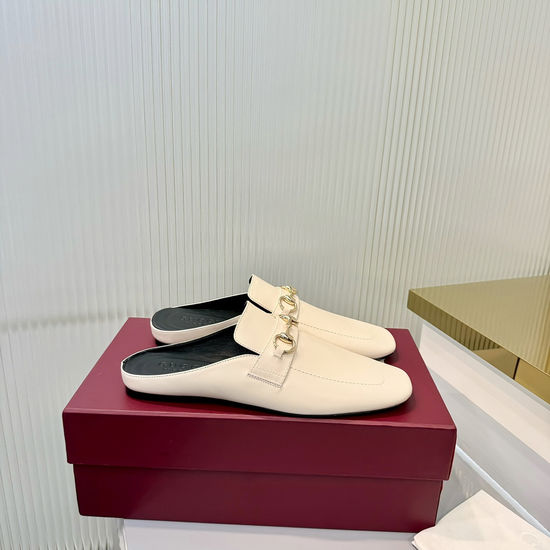Gucci Classic Buckle Decor Canvas Mules Soft Lining Comfortable Casual Flat Shoes