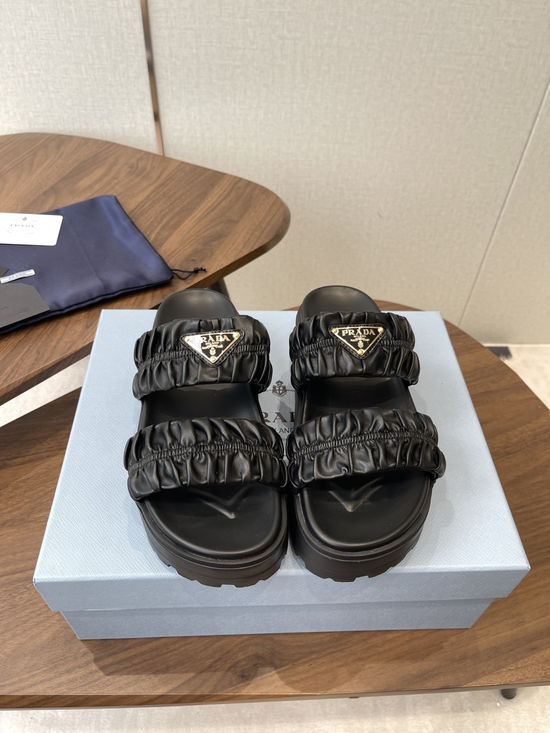 Prada Classic Platform Slides with Sheepskin Upper Non-slip Sole