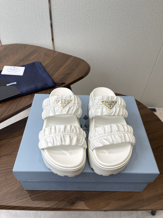 Prada Classic Platform Slides with Sheepskin Upper Non-slip Sole
