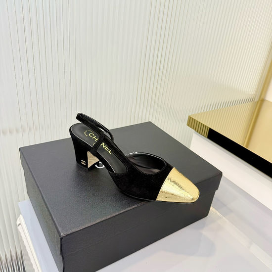 Chanel Timeless Slingback Mid Heel Premium Leather Shoes