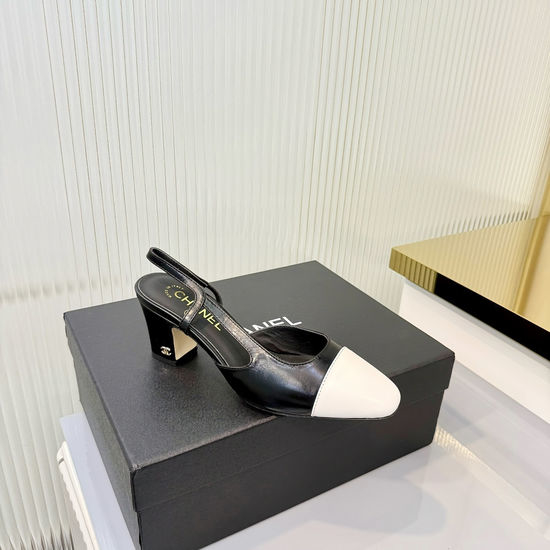 Chanel Timeless Slingback Mid Heel Premium Leather Shoes