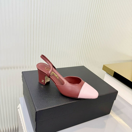 Chanel Timeless Slingback Mid Heel Premium Leather Shoes