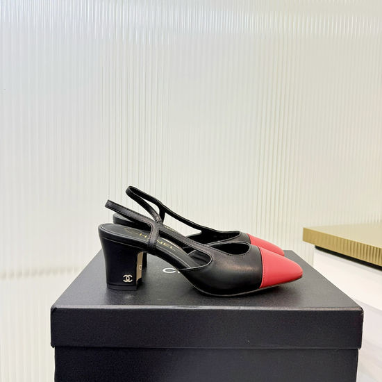 Chanel Timeless Slingback Mid Heel Premium Leather Shoes