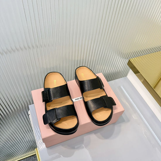Miu Miu Classic Soft Leather Comfort Casual Slip On Shoes