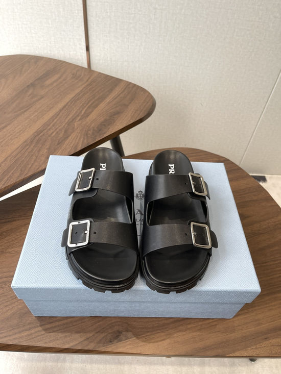 Prada Woven Platform Sandals with Buckle Detail Durable Outsole