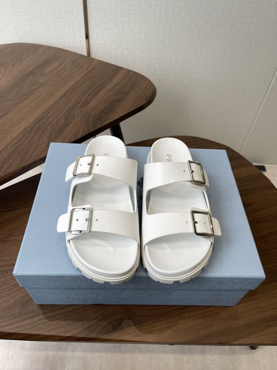 Prada Woven Platform Sandals with Buckle Detail Durable Outsole